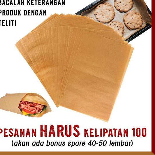 

Hadir Sekarang Kertas Minyak Coklat Putih Baking Paper Loyang Bakery Cake Kue Roti Packaging 38x30