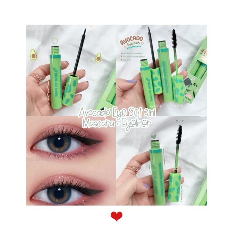DISKONPAKET MASCARA+EYELINER WATERPROOF AVOCADO IMAN OF NOBLE 6092