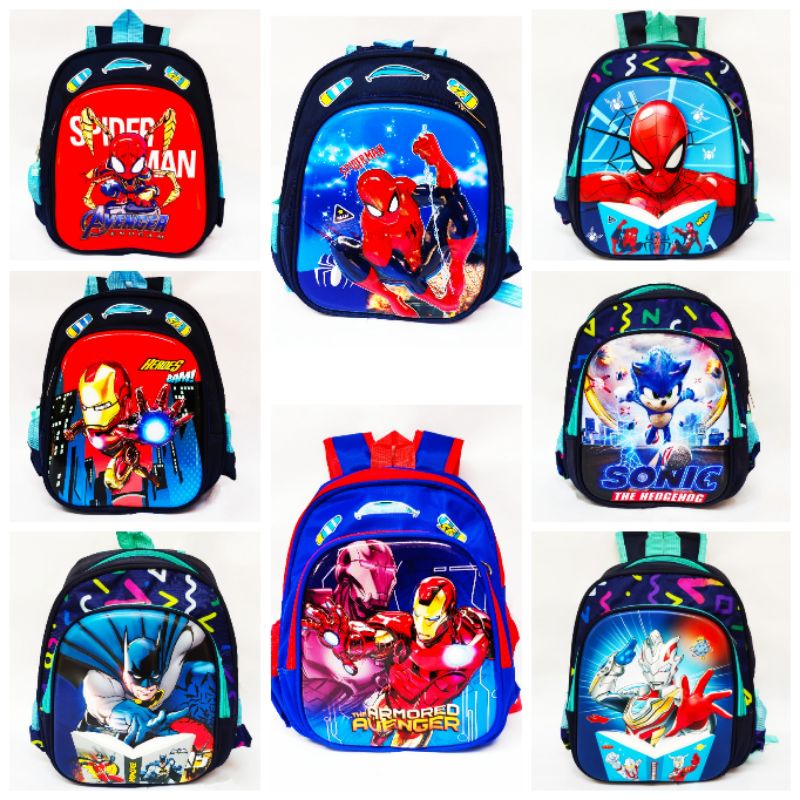 Tas Anak TK Paud TPA RA Raudhatul athfal Ransel punggung Taman Kanak-Kanak laki-laki superhero motif 3D usia dini Balita 1-6 tahun