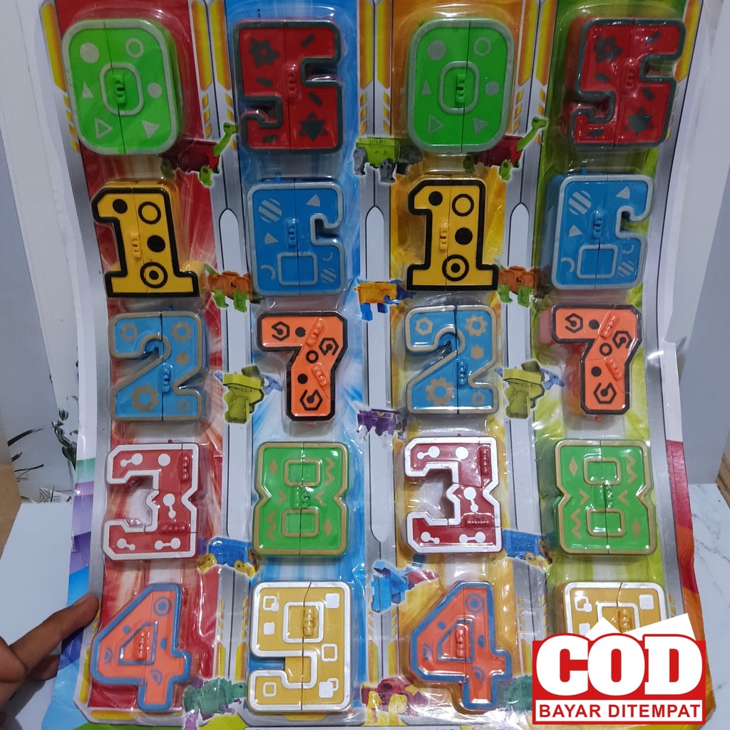 10 Pcs Mainan Robot Angka 0 - 9 / Mainan Robot Transform Angka / Robot Bisa Berubah Bentuk Menjadi A