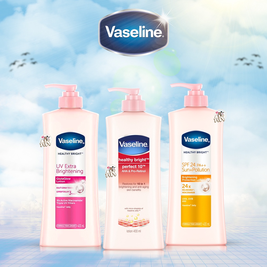 VASELINE HAND &amp; BODY LOTION 400ML SERIES ( BRIGHT PERFECT 10 / BRIGHT SUN SPF24 PA++ / BRIGHT UV EXTRA BRIGHT )