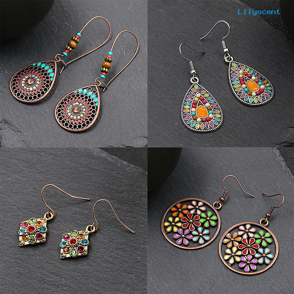 [LS] Anting Retro Bohemian Vintage Ear Ring Menjuntai Eardrop Untuk Ruang Ganti