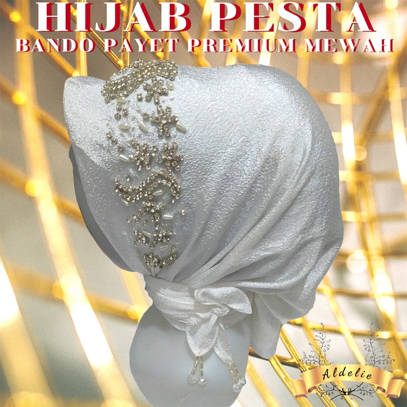 Jilbab Segi Empat Payet Pesta Simple Mewah Elegan Kerudung Motif Swarovski Premium Hijab Kekinian Mu