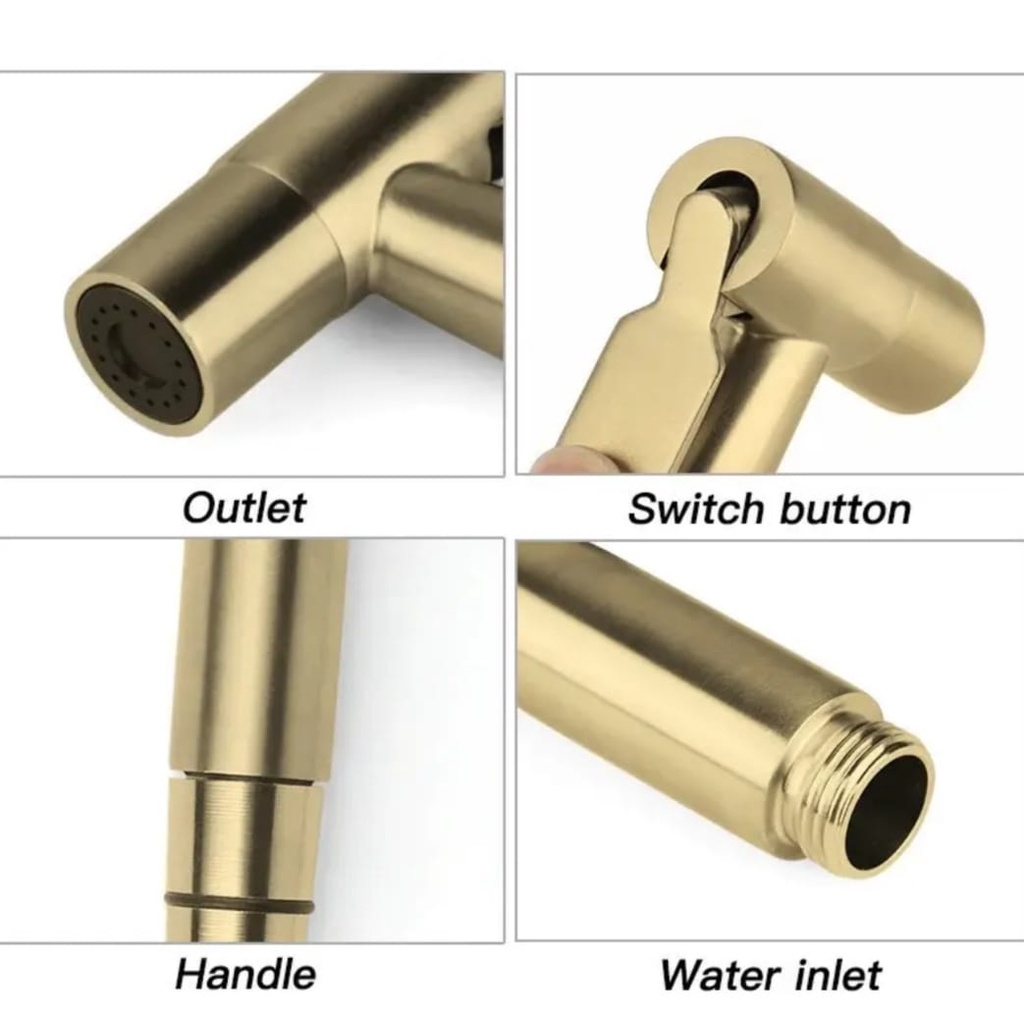 Jet Shower Cebok Kamar Mandi Gold Stainless 30404 JetShower Jet Washer Spray Bidet Shower Toilet Seat