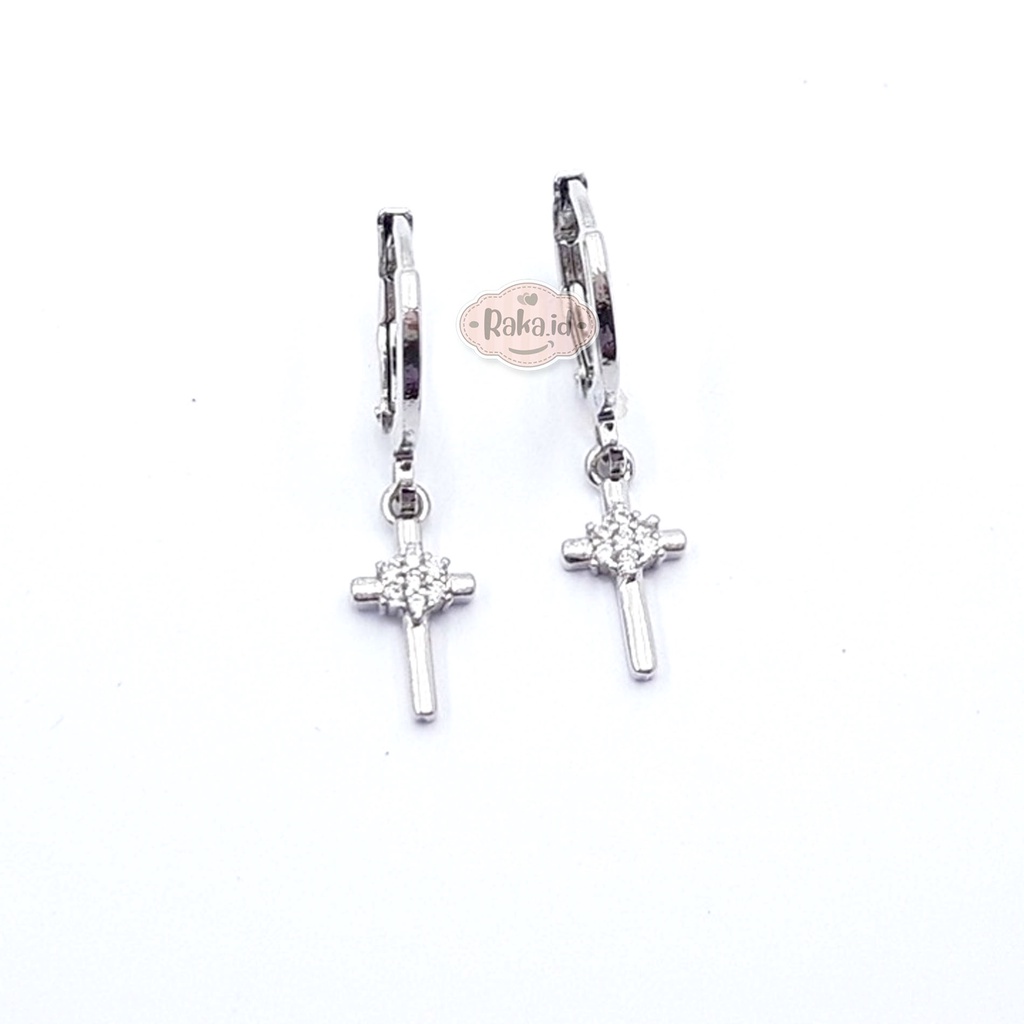 Anting Klip Wanita Korea Xuping Fashion Salib Permata Tengah Perhiasan Aksesoris Wanita 572