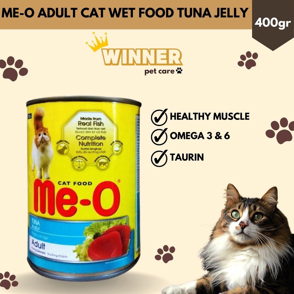 MeO Adult Cat Wet Food Makanan Kucing Tuna Jelly Kaleng 400gr