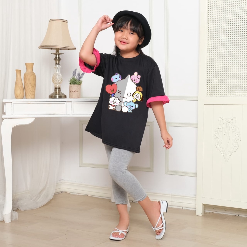 Hzl_outfit Baju Anak Perempuan Naswa Pendek Baby BT21/ Kaos Baju Anak Perempuan Lengan Pendek