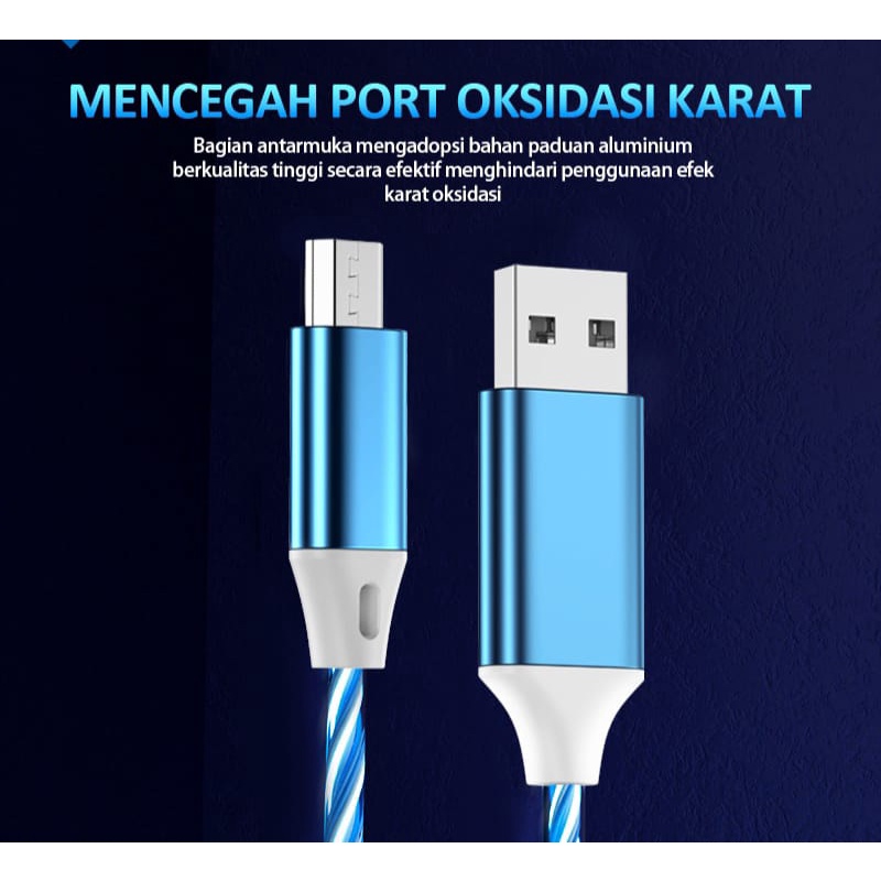 Kabel data Led tipe c dan mirco kompatibel for cocokkan iphone