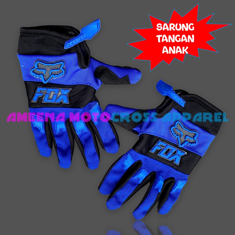 Sarung Tangan Motor Anak - Sarung Tangan Trail Anak - Sarung Tangan Motocross Anak - Sarung Tangan Anak Touring - Sarung Tangan Anak Enduro - Sarung Tangan Trabas Anak - Sarung Tangan Adventure - Blue