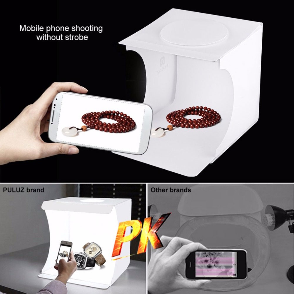 PULUZ Photo Studio Mini Softbox Photo Box dengan Lampu 2 LED - White