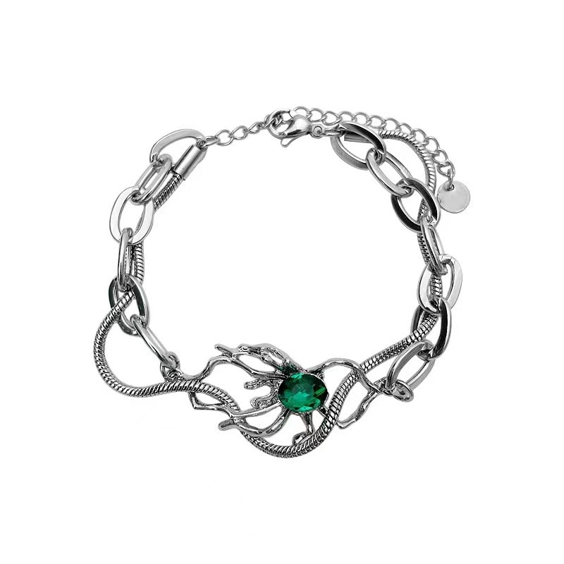 Punk Angin Ganda Spider Gelang Baja Titanium Ins Kepribadian Hip-hop Emerald Bracelet