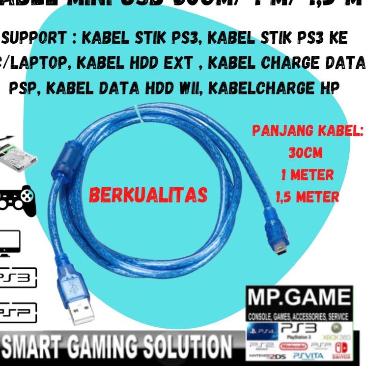 ✓ Kabel charger mini usb biru 1,5 Meter bisa untuk transfer data ke PC dan charger Stik PS3