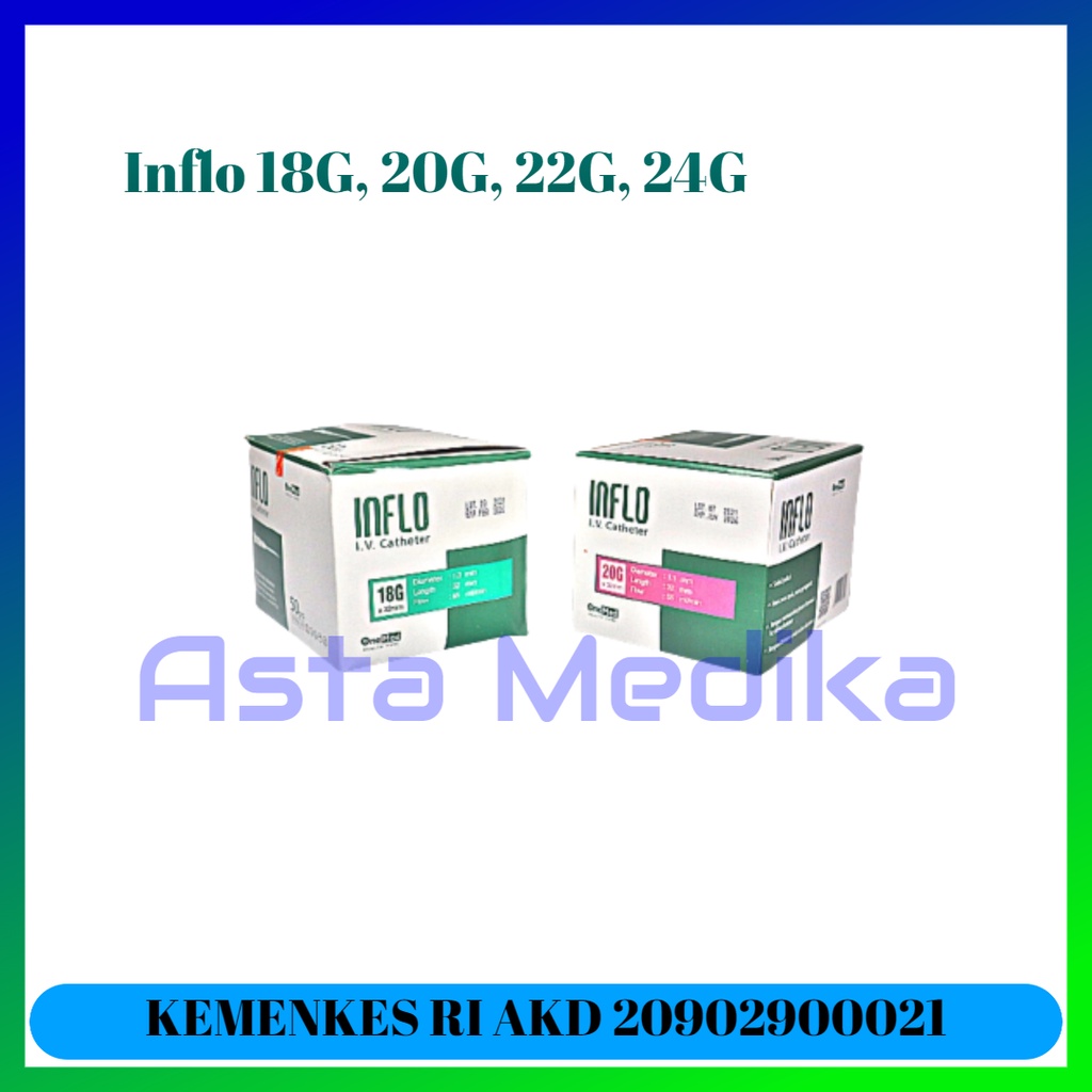 Inflo 18G 20G 22G 24G Onemed Jarum Infus Abocath Iv Catheter 18G 20G 22G 24G One Med