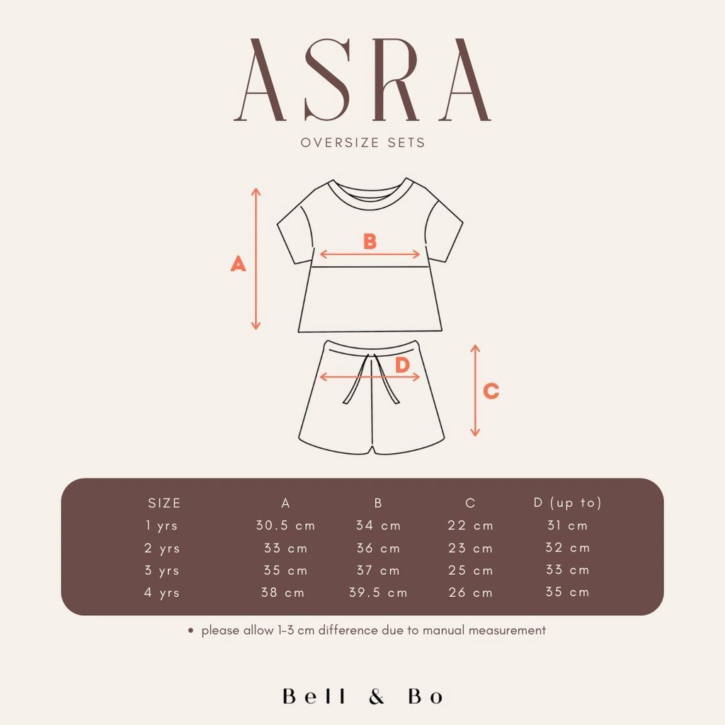 Asra Oversize Sets Bell and Bo / Setelan Anak Unisex / Setelan anak SDA