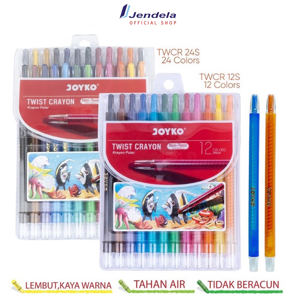 

Crayon Putar Joyko Twist 12 24 Warna Tahan Air Oil Pastel Untuk Buku Gambar Anak ATK