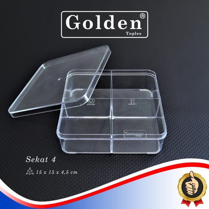 Toples Persegi Sekat 4 / Toples Sekat 4 500Gr / Toples Golden