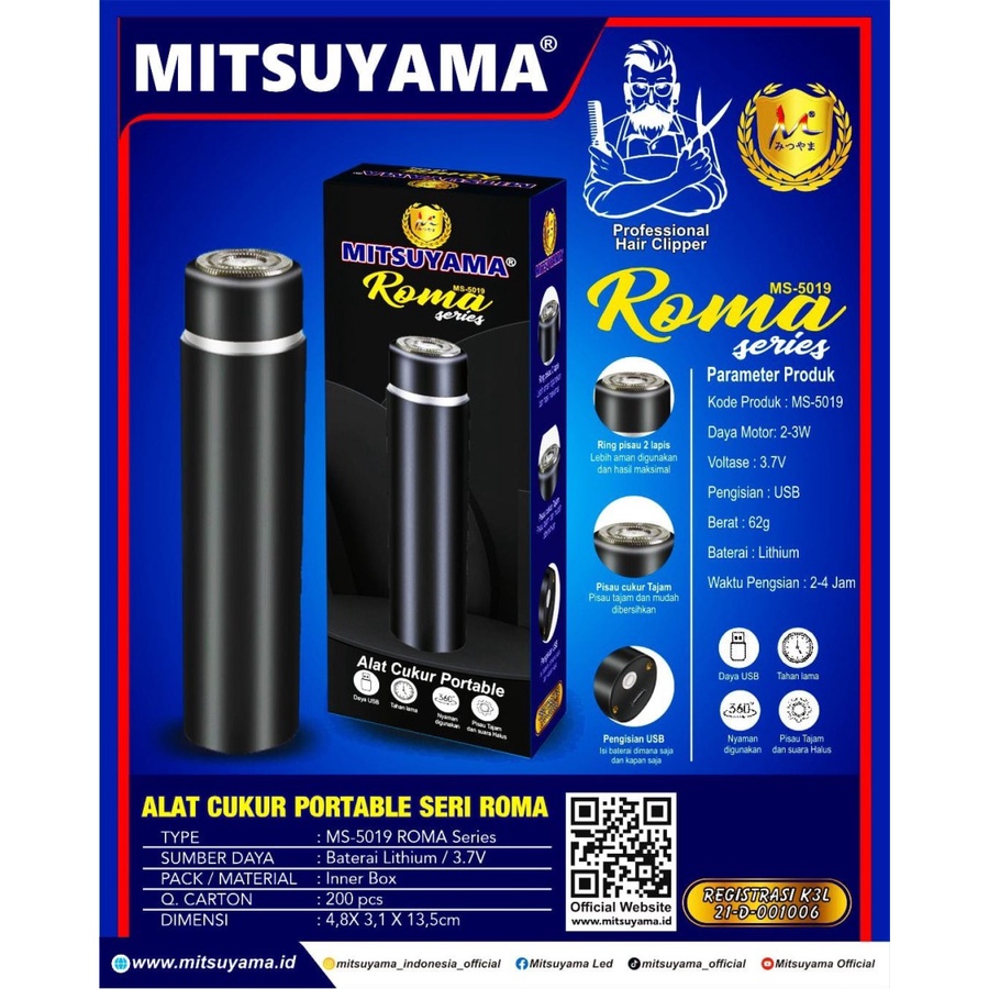 Barangunik2021 -Alat Cukur Mini Portable Series Roma Mitsuyama MS-5019 Roma