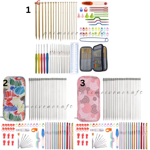 Paket hakpen + knitting neelde lengkap 95pcs/set lengkap sama dompet