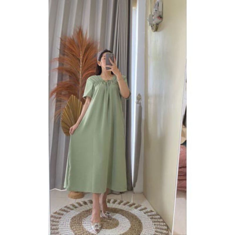 DRESS  WANITA TERBARU/DRESS MONA PINGGANG KERUT KRINGKEL AIR FLOW.