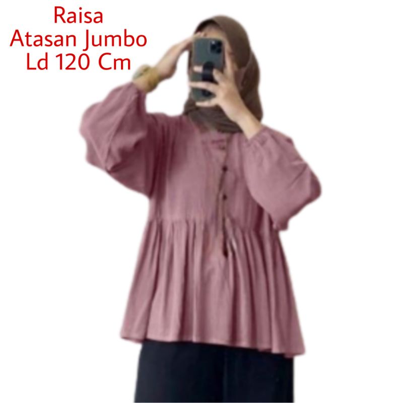 Atasan Blouse Raisa Jumbo Ld 120 cm Viral Lengan 3/4 Karet 4 Kancing Depan Hidup Bahan Moscrepe Busui dan Bumil . Atasan Baju Wanita Oversize Blus Wanita Dewasa Big Size Terbaru 2023 Kekinian