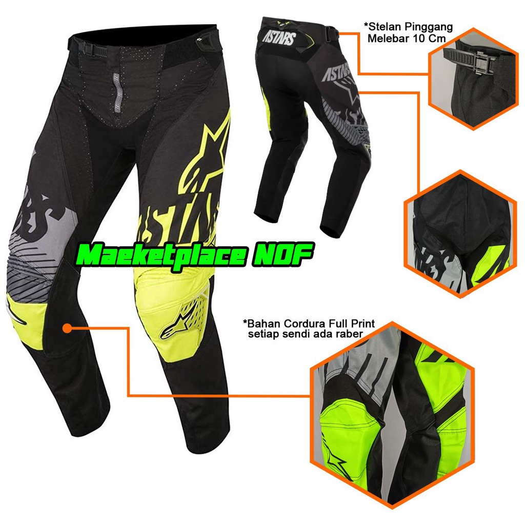 Celana trail motor adventure motocross cross trabas jersey cros enduro Pants Stabilo Hitam black sep