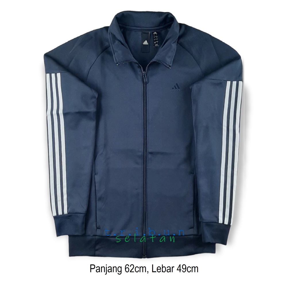 ADIDAS Sweater Hoodie Tracktop Jaket Hitam / Biru Gelap