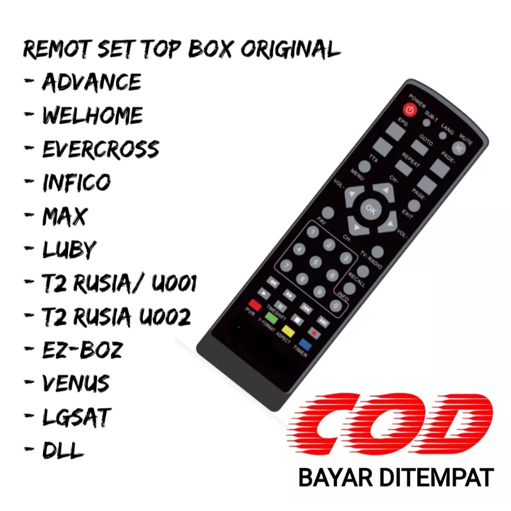 Remot untuk semua merek Set Top Box Universal luby/Hinomaru/ evercoss skybox venus matrix