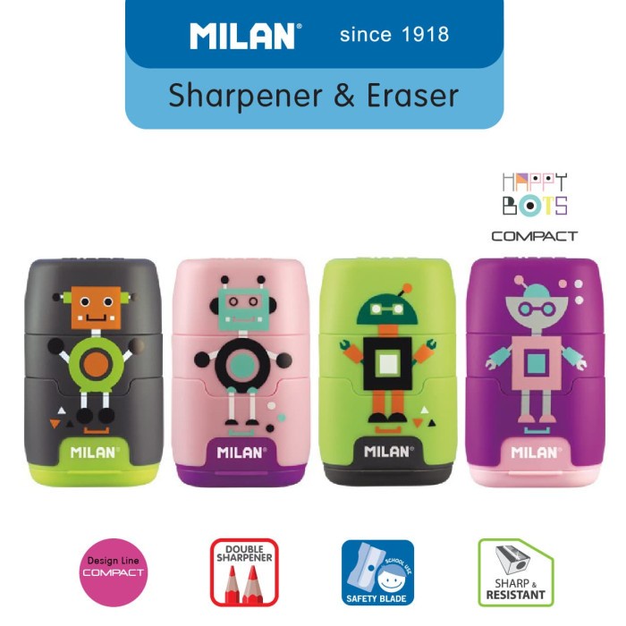 

[Store] Milan Sharpener & Eraser Compact Happy Bots (1 Pcs) 47221