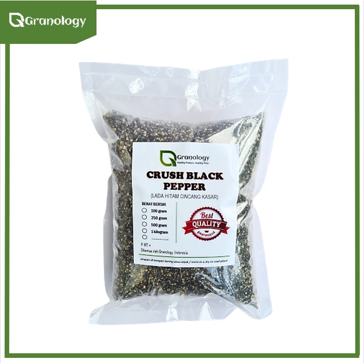 Lada Hitam Cincang Kasar / Crushed Black Pepper (500 gram) by Granology