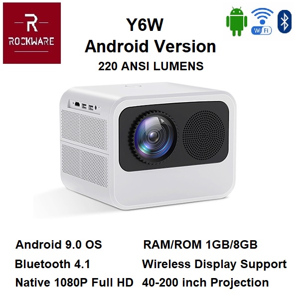 Y6W ANDROID - Full HD 1080P LED Projector - 220 ANSI Lumens - Smart Android Projector Terbaru