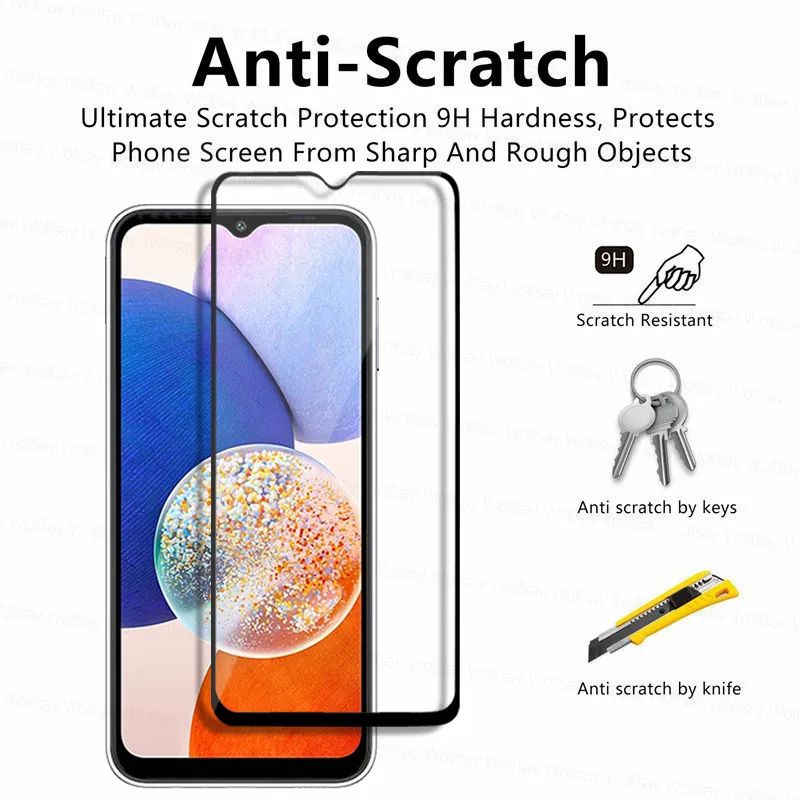 SAMSUNG A14 5G SCREEN GUARD FULL GLUE TEMPERED GLASS KACA FILM 9H ANTI GORES