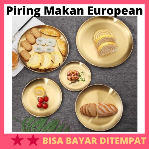 Piring Makan European Style Stainless Steel / Piring Nampan Baki Tempat Makan Saji Steak Dimsum Hotp