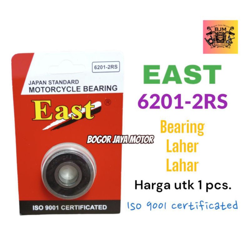 1 PCS LAHER LAHAR BEARING 6201 2RS MERK EAST kemasan press LAHER 6201 PRESS LAHER MOTOR BEAT LAHER M