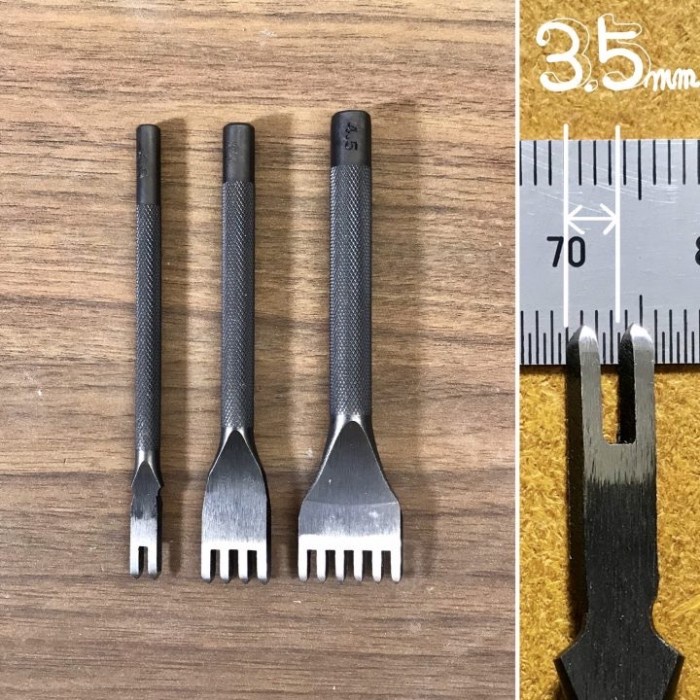 NEW OKA Factory 3.5 mm DIAMOND Hole Punches - prong pricking Leather tools - 2 Prong