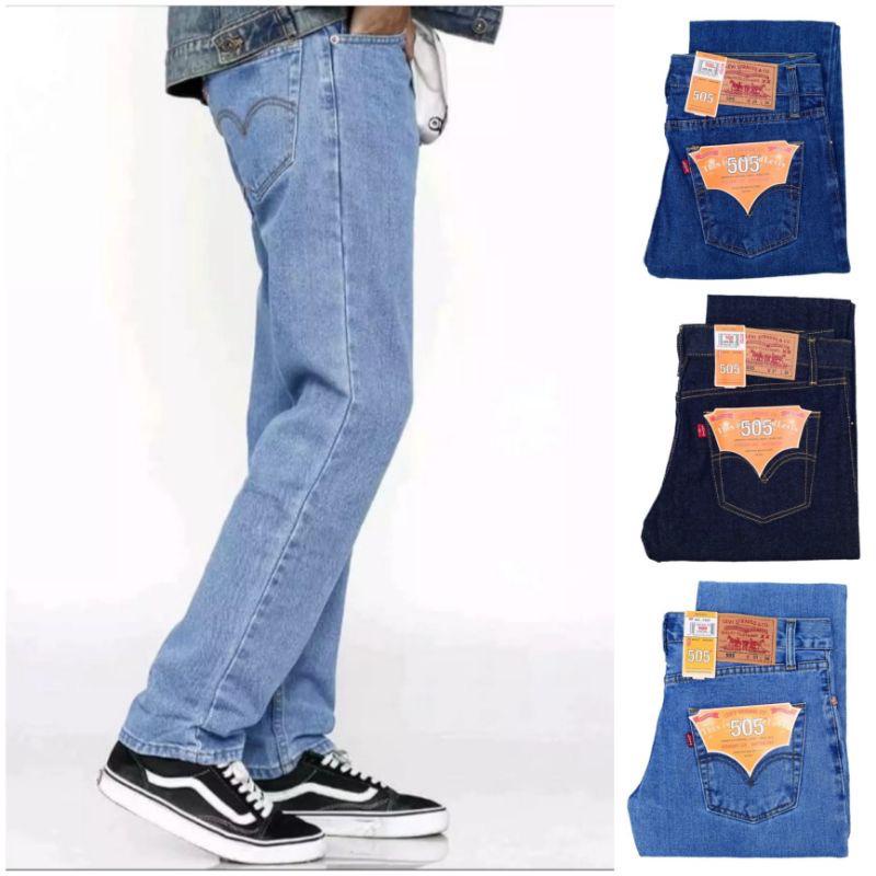 ￼Celana panjang jeans reguler pria/ standar basic dewasa