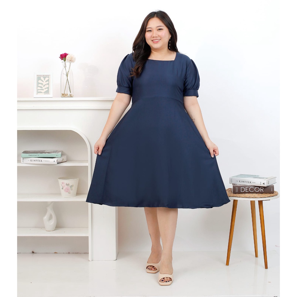 Basic id fashion New Dres laura jumbo / Dres bigsize XXL