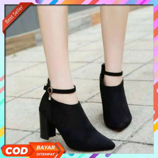 Sendal  Korea Gudika Gd-1066 - Sepatu Sandal Kulit Untuk Kondangan & Kasual Tali Gesper Slip On Hak 