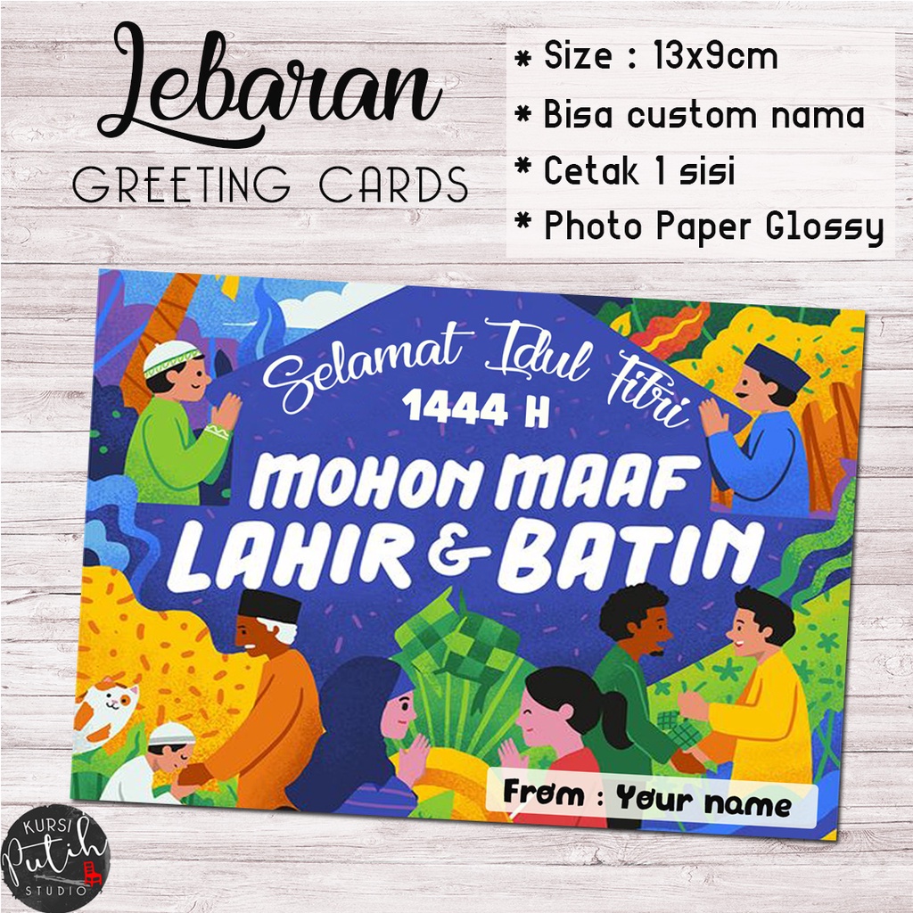 Kartu lebaran / kartu ucapan / kartu idul fitri motif salam salaman