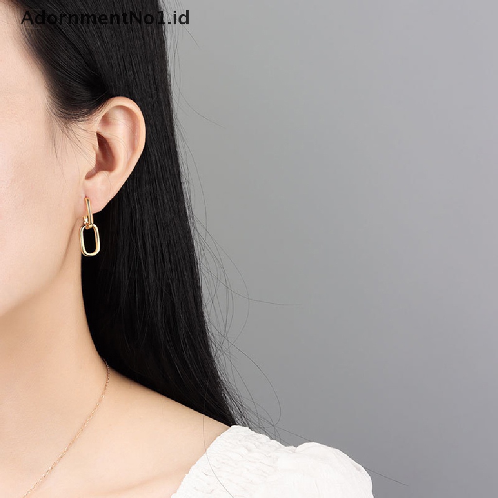 [AdornmentNo1] Anting Hoop Oval Geometris Bahan Sterling Silver 925 Untuk Wanita Anting Lepas Pasang [ID]