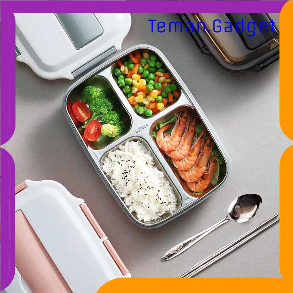 TG - DPR UPORS Kotak Makan Lunch Box 4 Grid 1000ml with Spoon&amp;Chopstick - LB0919