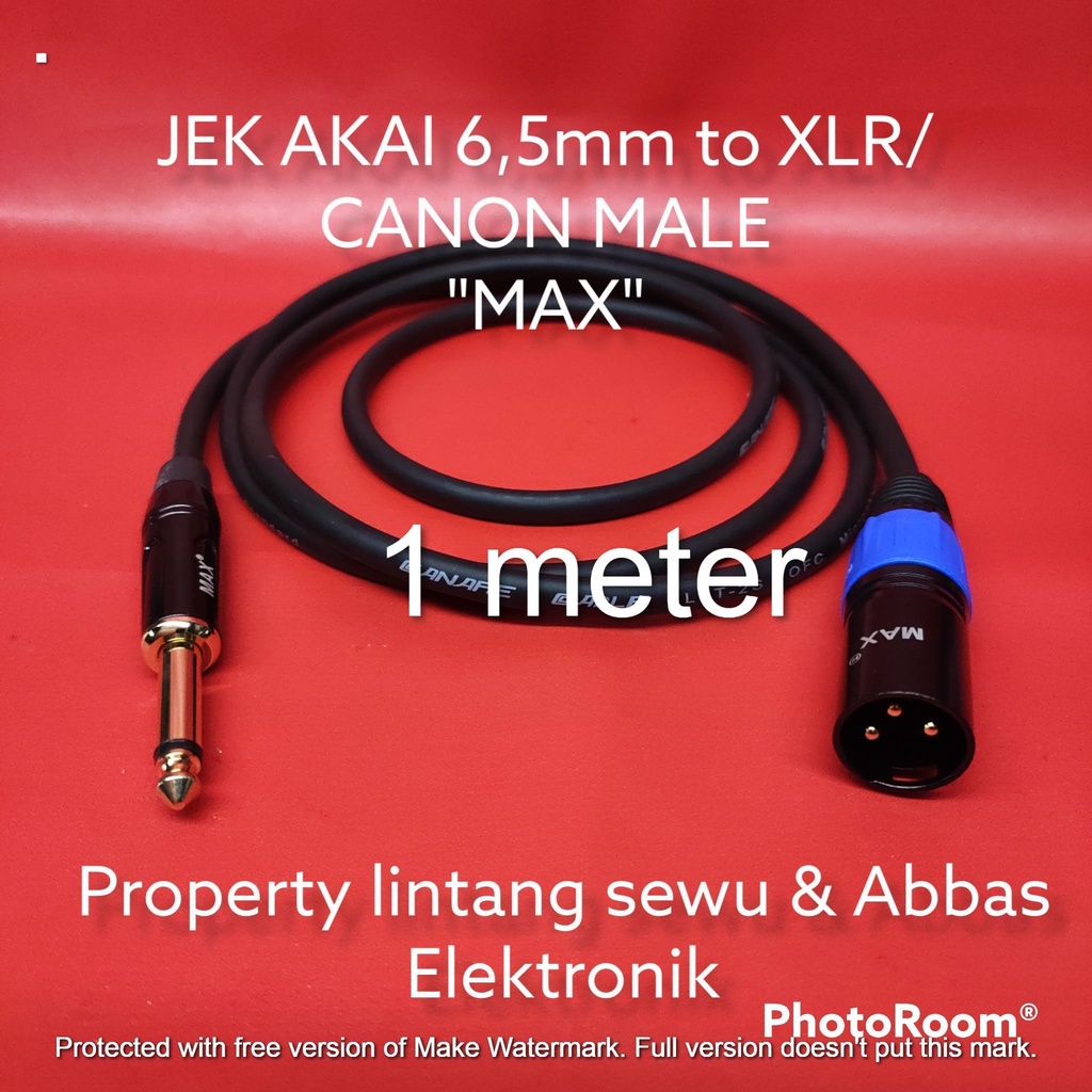 KABEL JEK AKAI 6.5MM MAX TO XLR CANON MALE MAX 1 METER