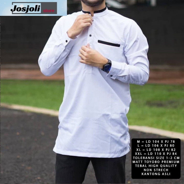 JOSJOLI_STORE/Baju Koko Anwa/Kemeja Koko Pria/Pakaian Muslim Pria Dewasa Lengan Panjang/Size M,L,XL,XXL