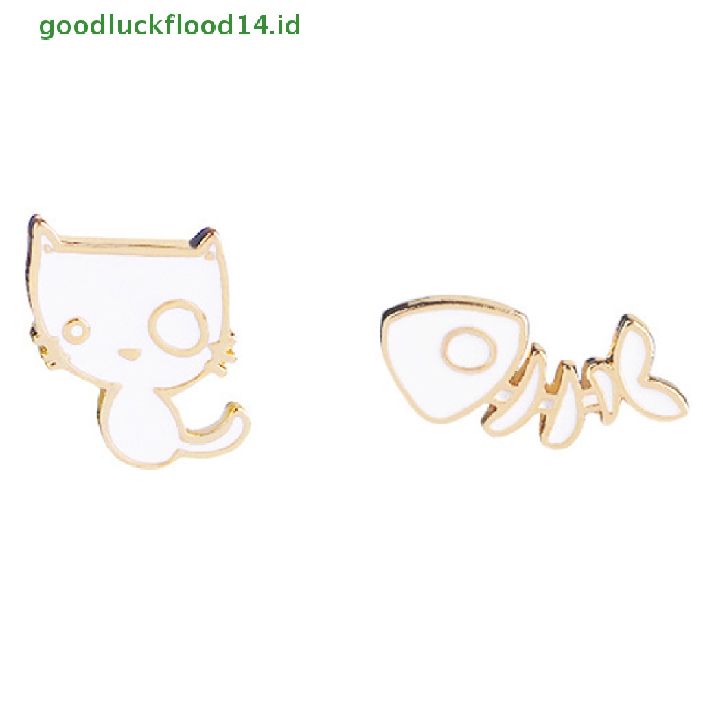 [GOOGFOUR] 2pcs/set Lucu Kucing Ikan Tulang Bros Pin DIY Denim Jaket Pin Lencana Perhiasan Hadiah [TOP]