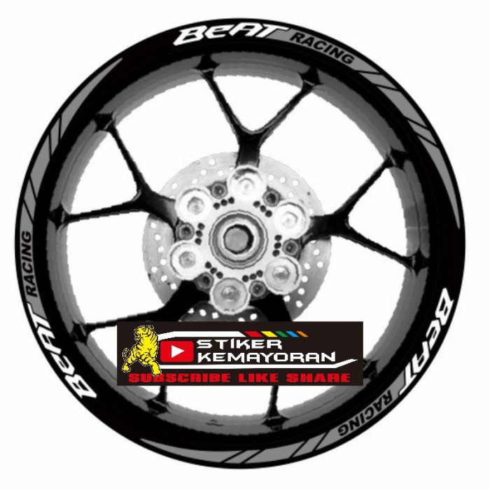 TERLARIS | Cutting stiker lis roda motor beat RACING Ring 14 matic,velg bet murah - Silver