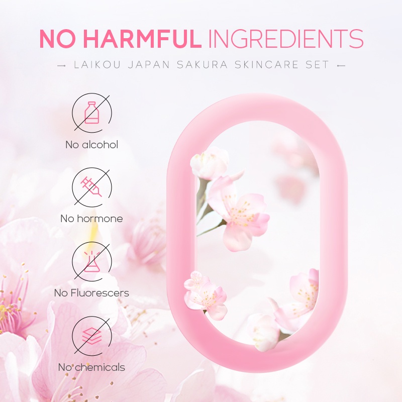 LAIKOU Sakura Brightening Gift Box Mengurangi Kantung Mata Krim Mata Mengurangi Bintik-bintik Hitam Serum Pelembap