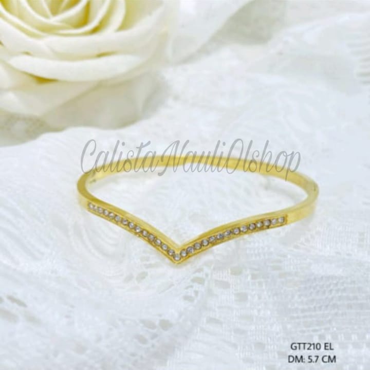 GELANG BANGKOK+CINCIN  TITANIUM VUJI PERMATA ZIRCON PERHIASAN EMAS KOREA ANTI KARAT DAN ANTI LUNTUR