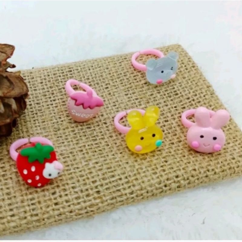 Cincin Anak Anak Isi 12 Pcs free Box Cincin Anak Motif Lucu