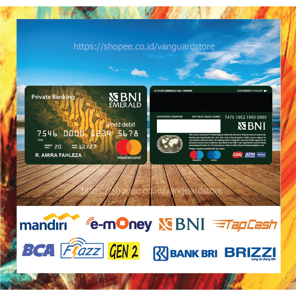 KARTU E MONEY E TOLL KARTU BNI BATIK MASTERCARD DEBIT CREDIT EMONEY MANDIRI FLAZZ BCA BNI TAPCASH BRIZZI BRI - 2 SISI