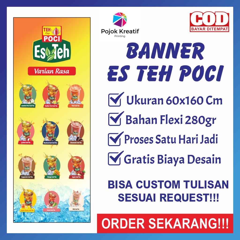 Banner Baner Bener Benner Spanduk Sepanduk Backdrop Plang Poster Usaha Jual Jualan Plang Es Teh Poci