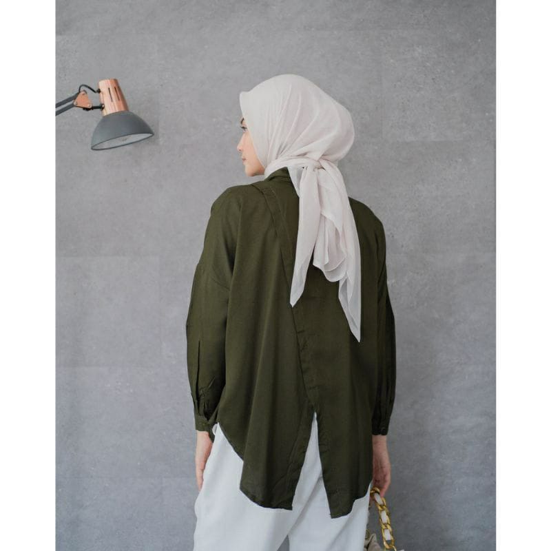 KEMEJA OVERSIZE SHIRT Baju Pakaian Atasan Blouse Blus Wanita Perempuan Cewek Dewasa Remaja Ukuran Jumbo lengan panjang